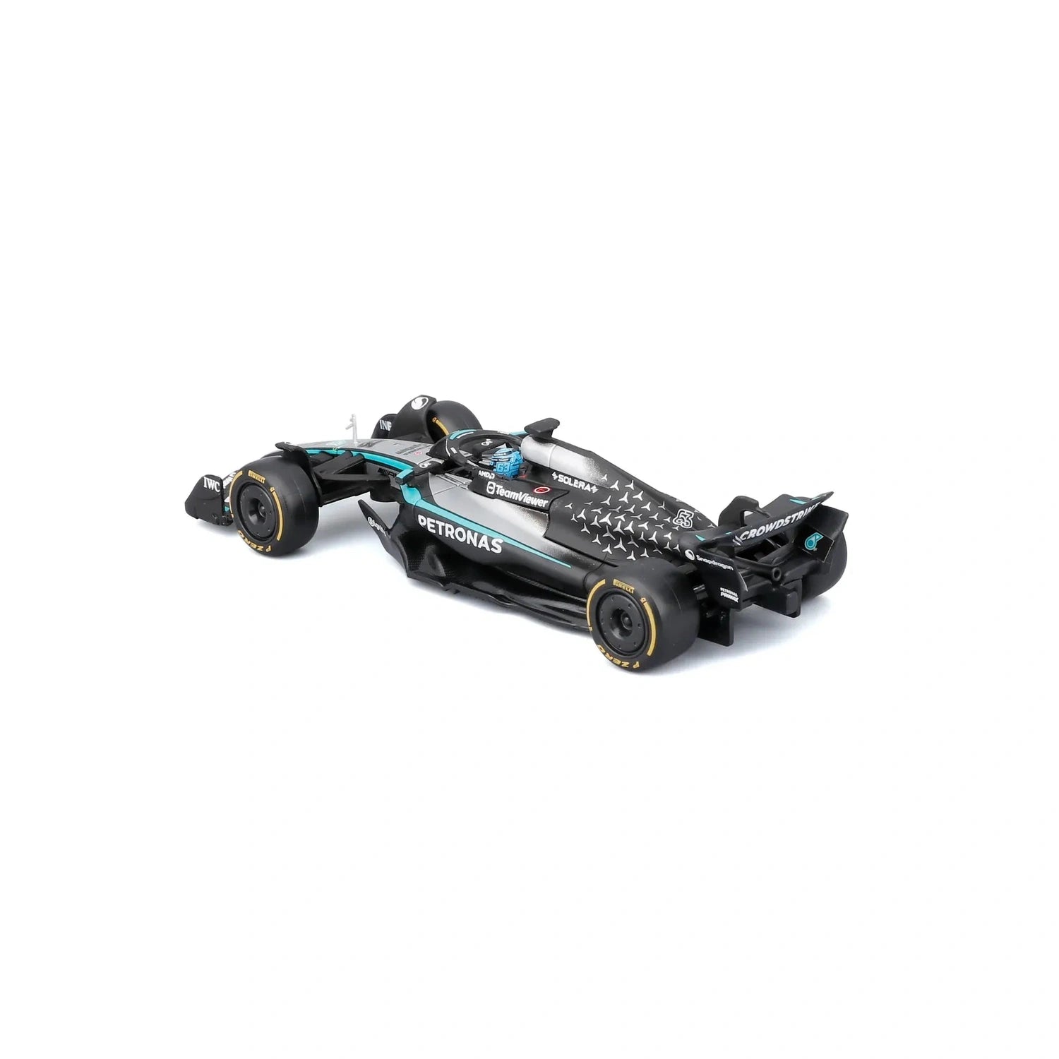 Auto Escala Burago F1 Mercedes-AMG W16 2025 #63 George Russell Caja Acrílica Burago 1:43