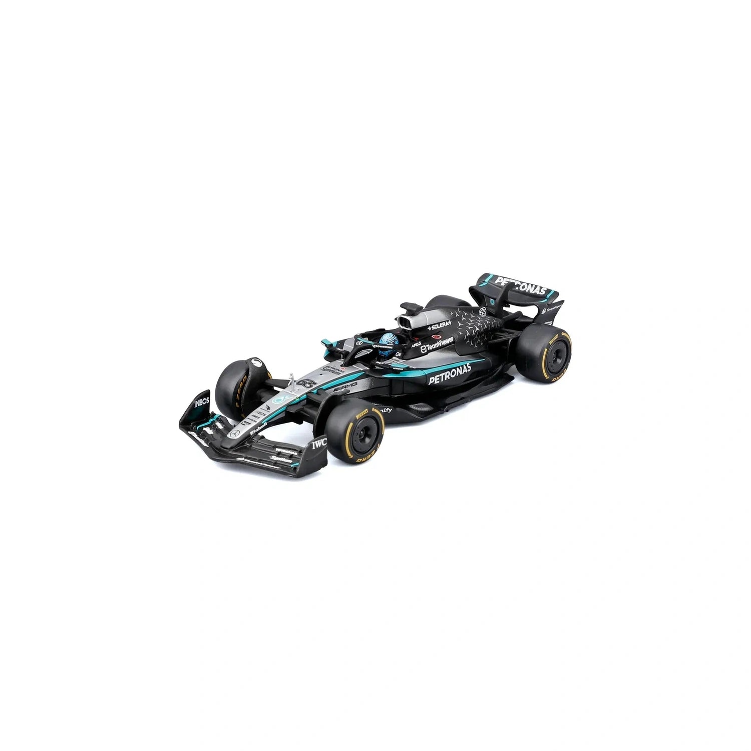 Auto Escala Burago F1 Mercedes-AMG W16 2025 #63 George Russell Caja Acrílica Burago 1:43