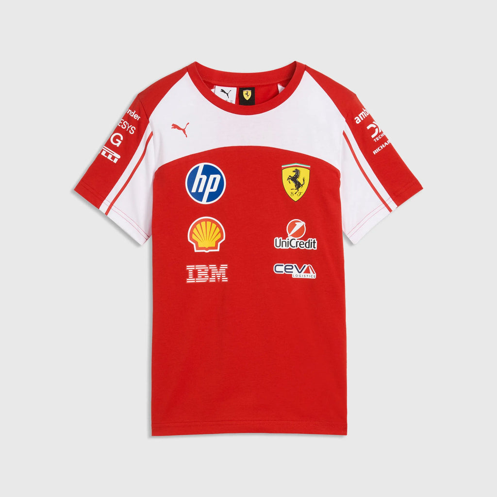 PREVENTA Polera Escudería Ferrari KIDS NIÑO Cuello Redondo Temporada 2026