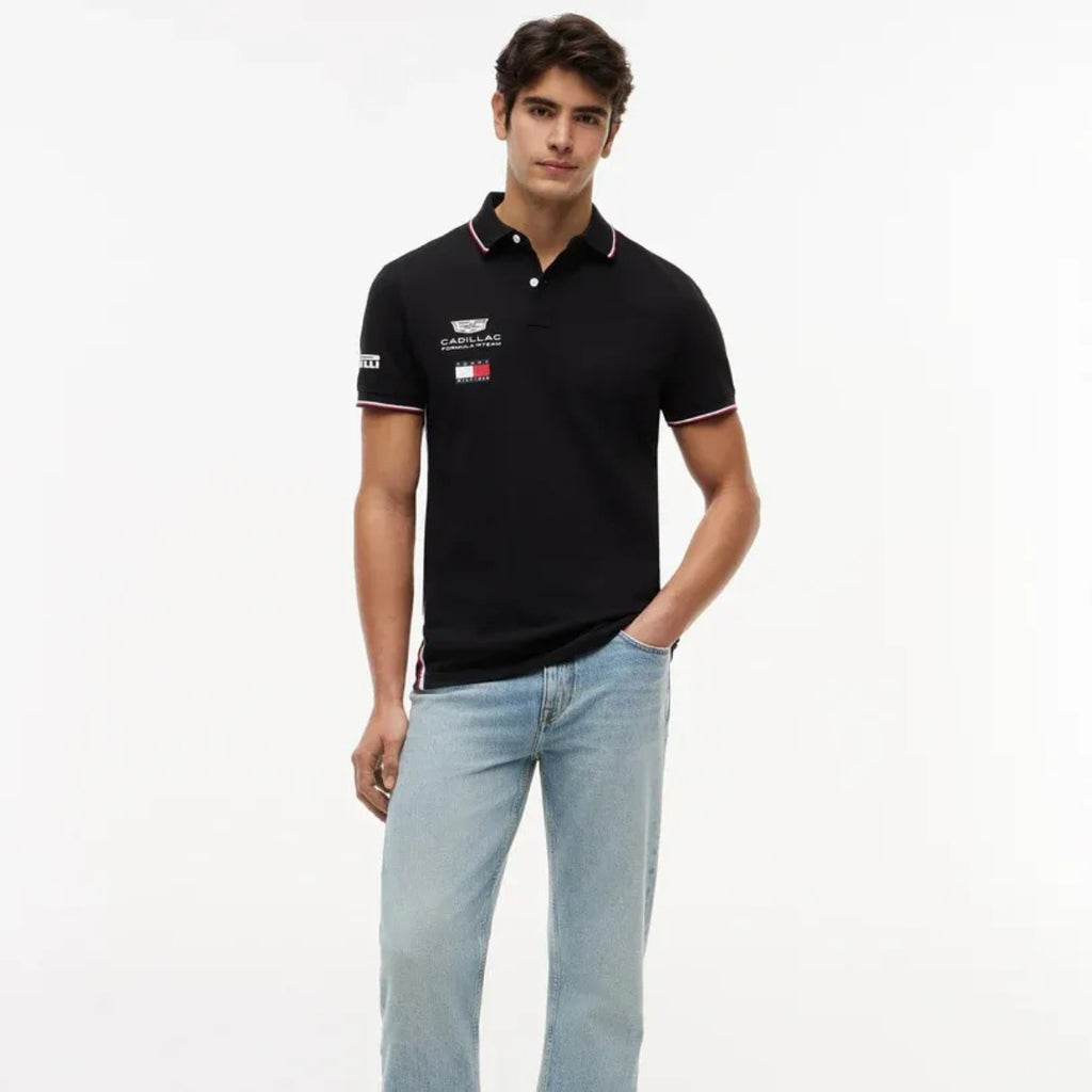 Polera Polo Oficial Cadillac F1 Team Tommy Hilfiger 2026 Negra