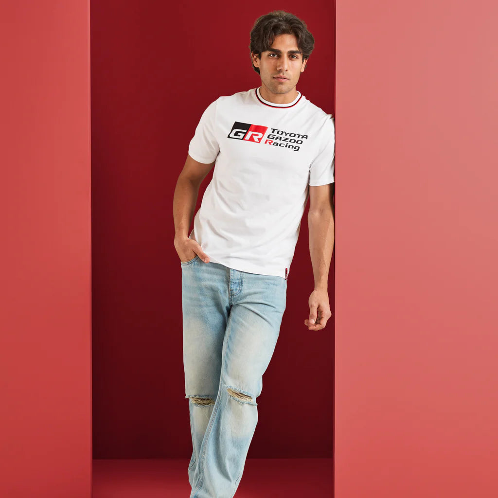 Polera de Hombre TOYOTA GAZOO Racing Official Team Logo blanca cuello redondo